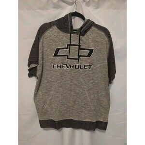 Chevrolet Logo GM Hooded Shirt Cut Off Arms Grey Black Size XL